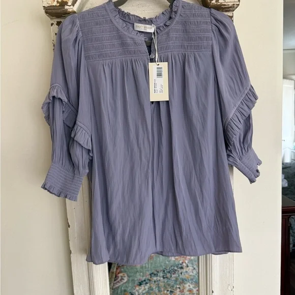 NWT Ramy Brooke Zamora Lavender Blouse Size Small - Picture 2 of 3